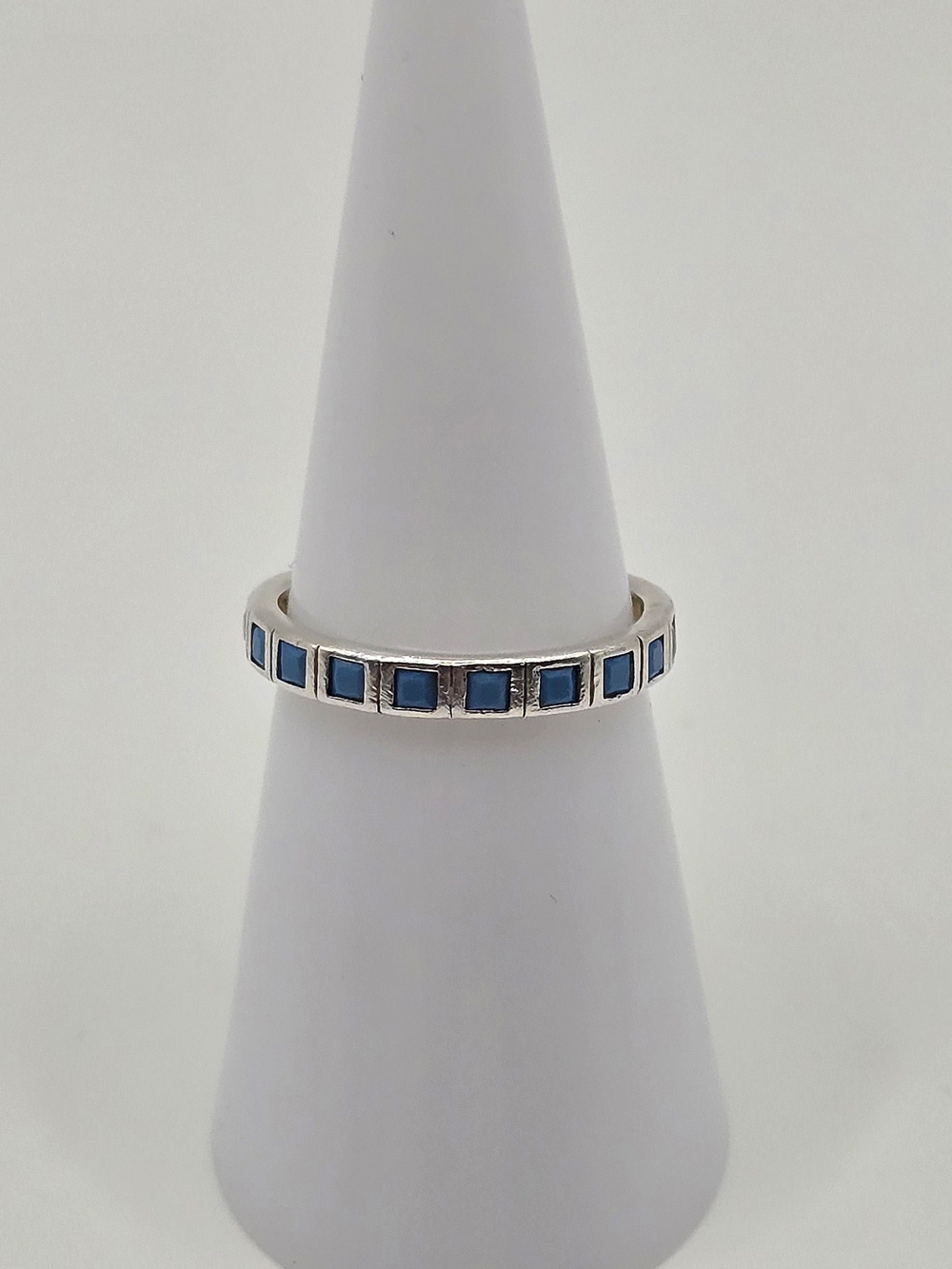 Sterling Silver Blue Inlay Stackable Ring
